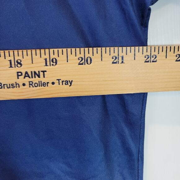 Jersey Knit Ombre Lace Shirt V-Neck Long Sleeve Pullover Tee Top Blue White - Picture 7 of 8